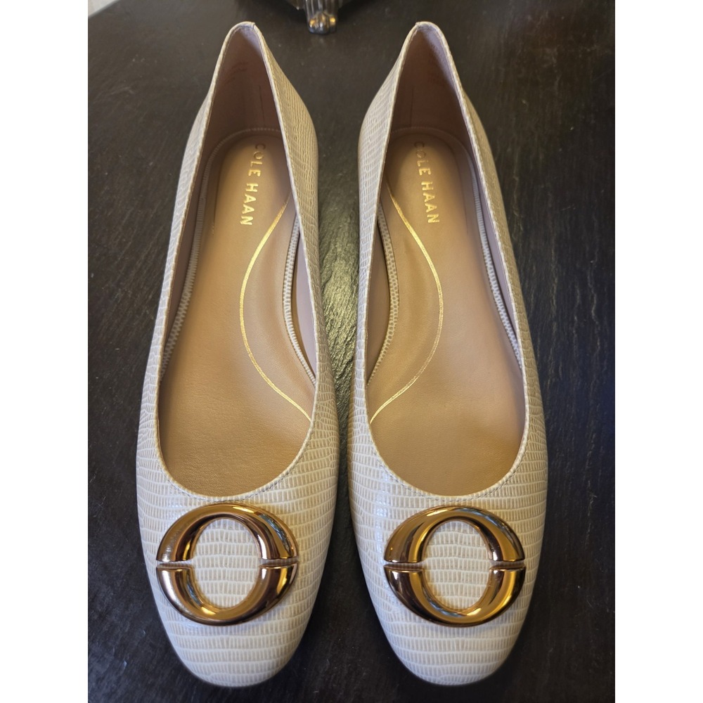 Cole Haan Women's Skylar Lizard Print Ballet Flats Oat W33470 Sz 8.5 NEW! $200 - Picture 3 of 12
